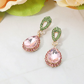 Iridescent Teardrop Crystal Dangle Earrings