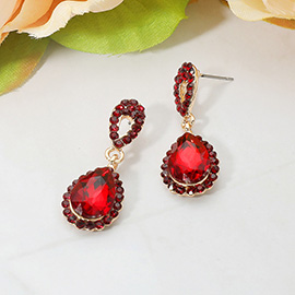 Iridescent Teardrop Crystal Dangle Earrings