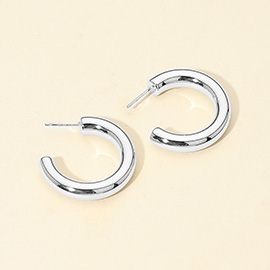 White Gold Dipped Chunky Open Hoop Earrings