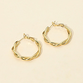 14K Gold Dipped Twisted Hoop Earrings
