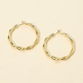14K Gold Dipped Twisted Hoop Earrings