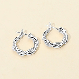 White Gold Dipped Twisted Hoop Earrings