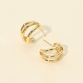 14K Gold Dipped Triple Layered Mini Hoop Earrings