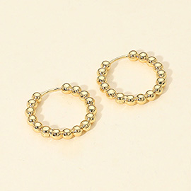 14K Gold Dipped Beaded Hoop Earrings