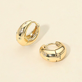 14K Gold Dipped CZ Stone Paved Huggie Hoop Earrings