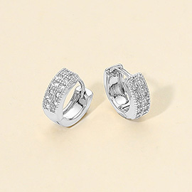 14K Gold Dipped CZ Stone Paved Mini Huggie Hoop Earrings