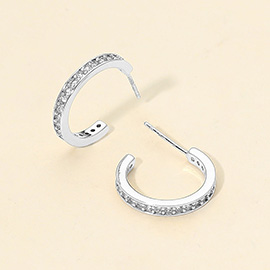 14K Gold Dipped CZ Stone Paved Open Hopo Earrings