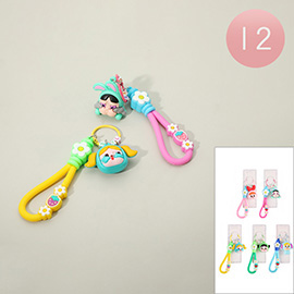 12PCS - Cartoon Character Loop Keychains / Bag Charms