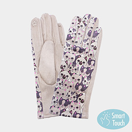 Cute Cat Face Printed Smart Touch Gloves