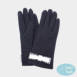 Decorative Bow Accent Elegant Smart Touch Gloves