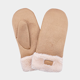 Faux Fur Cuff Fleece Lined Mittens