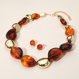 Chunky Resin Metal Beaded Necklace