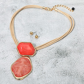 Bold Abstract Double Resin Link Pendant Statement Necklace