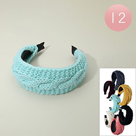 12PCS - Braided Knit Textured Wide Headbands