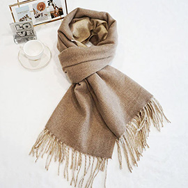 Two-Tone Cashmere Feel Fringe Edge Scarf