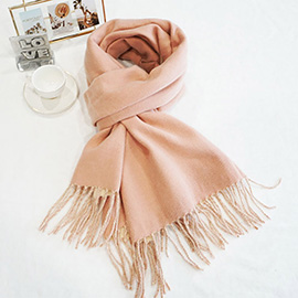Two-Tone Cashmere Feel Fringe Edge Scarf