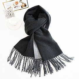 Two-Tone Cashmere Feel Fringe Edge Scarf
